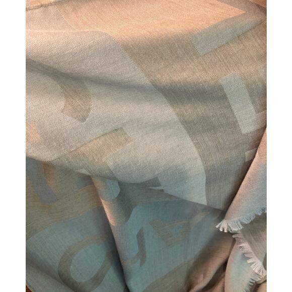 Chanel Cashmere Silk Wool Scarf ~ Iconic Logo Print Fringe ~ Ultra Soft Luxury - Picture 6 of 10